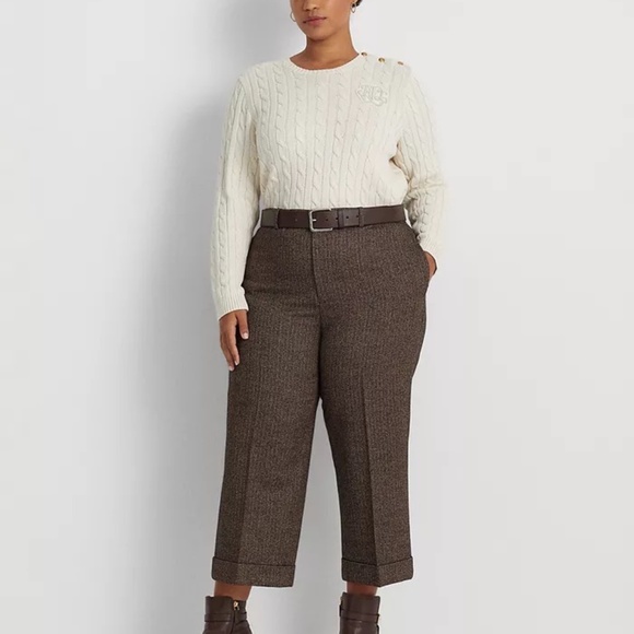 NWT Ralph Lauren black label Plus-Size Herringbone Wide-Leg Pant sz16 $195 - Picture 2 of 6